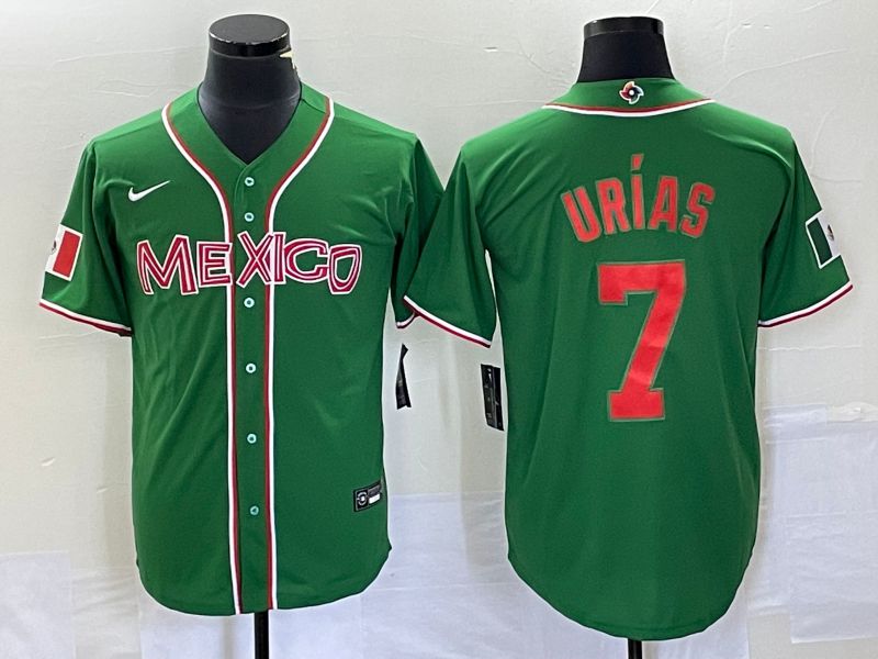 Men 2023 World Cub Mexico #7 Urias Green orange Nike MLB Jersey12->more jerseys->MLB Jersey